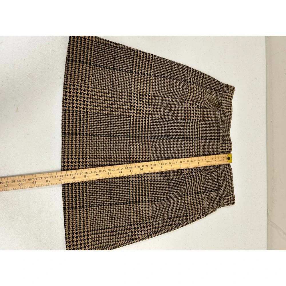 Antonio Melani Brown Houndstooth Plaid A-Line Mini Skirt Womens Size 0 High Rise